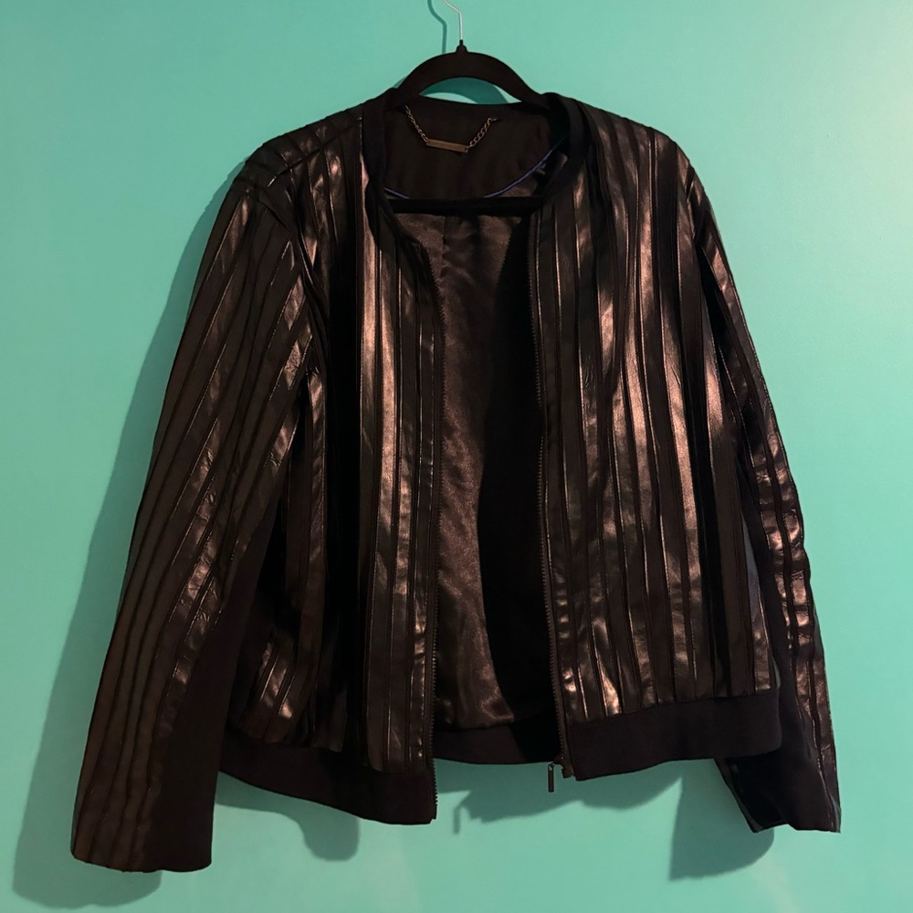 Michel Studio leather look, striped jacket